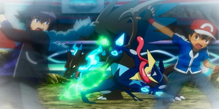 Ash vs Alain in the Kalos League Finals in a flashback during Pokémon Journeys