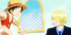 Luffy and Sạnji in Baratie arc