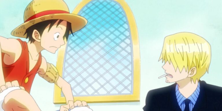 Luffy and Sạnji in Baratie arc