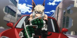 Katsuki Bakugo Riding a Car from My Hero Academia