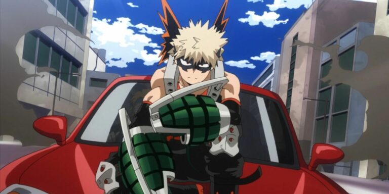 Katsuki Bakugo Riding a Car from My Hero Academia