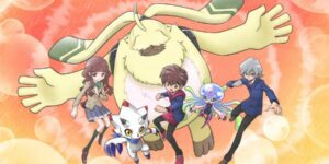 Ruli Tsukiyono, Angoramon, Gammamon, Hiro Amanokawa, Jellymon and Kiyoshiro Higasshimitarai in Digimon Ghost Game
