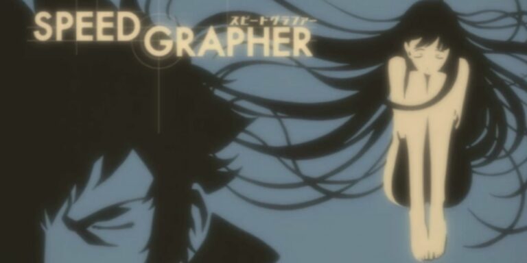 Speed Grapher title card of Saiga and Kagura