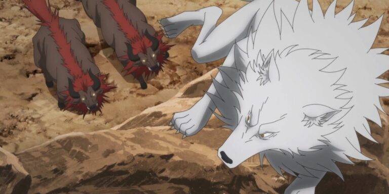 proud wolf evading bulls