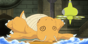 Iris's Dragonite loses to Ash's Dracovish in the World Coronation Series in Pokémon Journeys