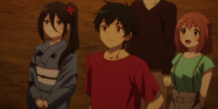 Suzuno, Maou and Chiho look on at a day's hard work in The Devil Is a Part-Timer.