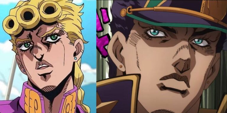 Jojo's Bizarre Adventure - Giorno Giovanna of Vento Aureo (left); Jotaro Kujo of Stone Ocean (right)