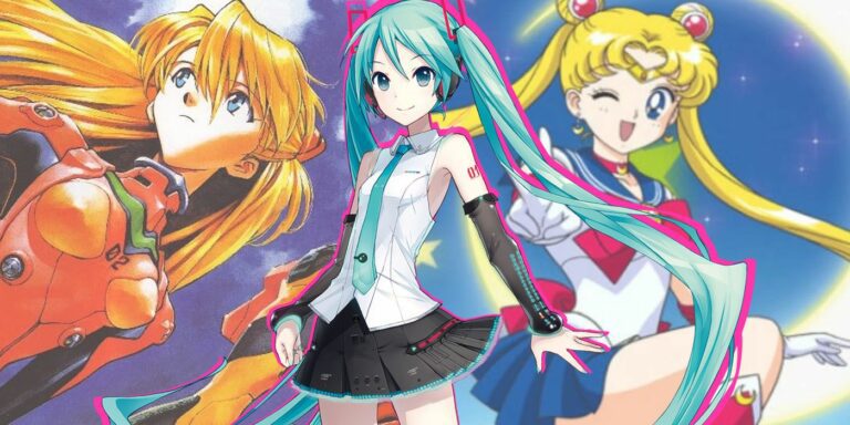 hatsune miku, asuka, usagi pigtails twintails