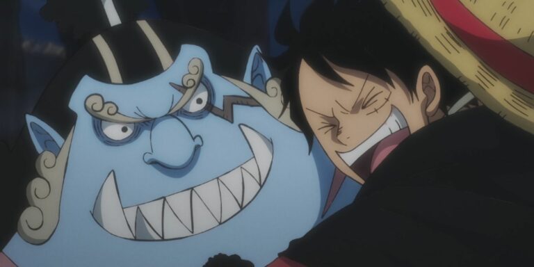 Luffy hugs Jimbei