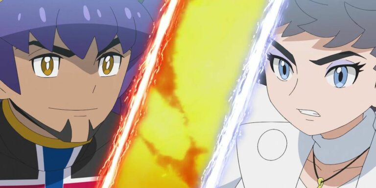 Leon and Diantha square off in the semifinals of the Masters Eight in Pokémon Journeys