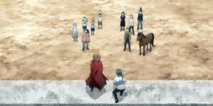 Samidare greets the Beast Knights in Lucifer and the Biscuit Hammer