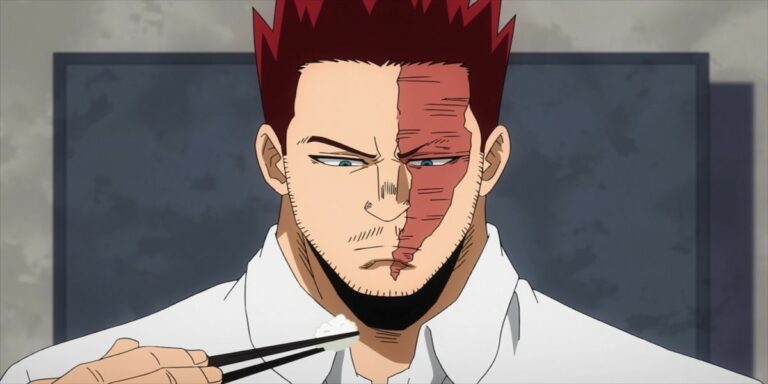 Endeavor looking down in My Hero Academia.