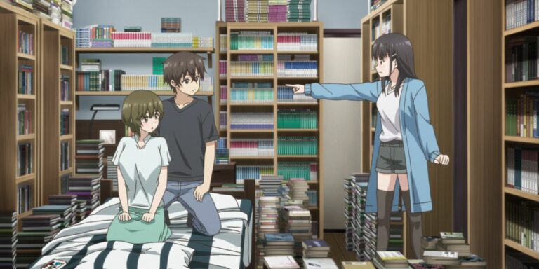 Mizuto and Higashira on Bed with Yume Pointing