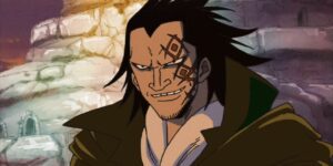 Monkey D. Dragon smiling On Island Of Baltigo
