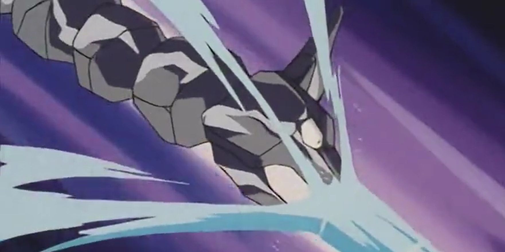 Pokémon Onix resistindo a Water Gun