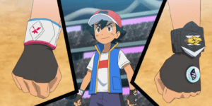 Ash Ketchum with all three battle gimmicks in Pokémon Journeys