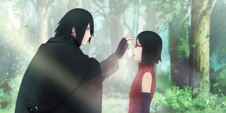 sasuke tapping sarada's forehead