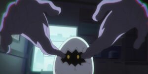 Digitamamon's arms reach out to capture his prey in Digimon Ghost Game