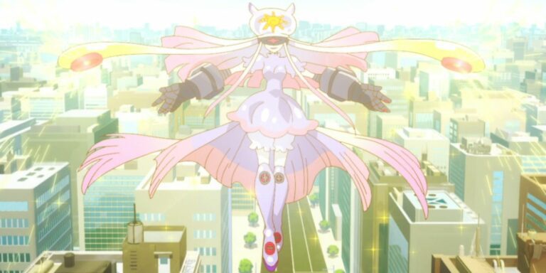 Thetismon cures Toropiamon's posion fog victims in Digimon Ghost Game