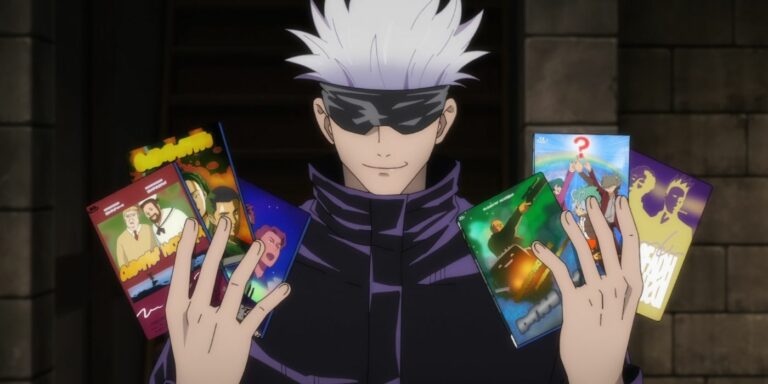 Gojo holding DVDs in Jujutsu Kaisen.