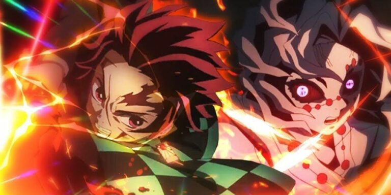 Tanjiro fighting Rui in Demon Slayer.