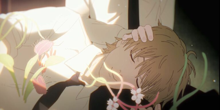 chainsaw man opening denji in makimas lap with venus flytraps