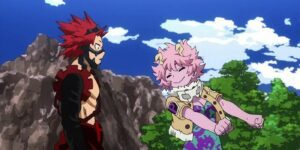Kirishima watching Mina as she dances (My Hero Academia).