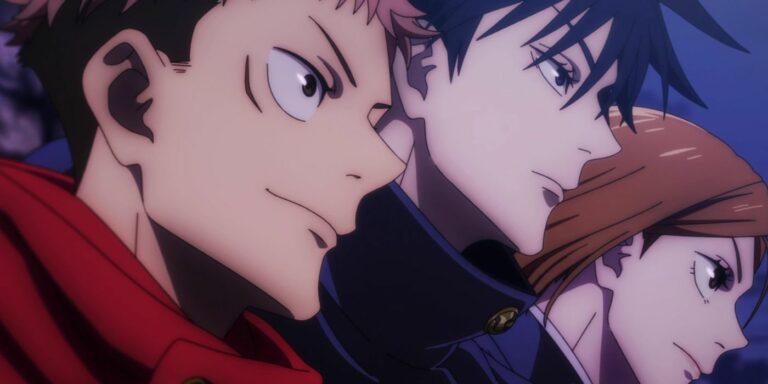 Yuji, Megumi, and Nobara in Jujutsu Kaisen.