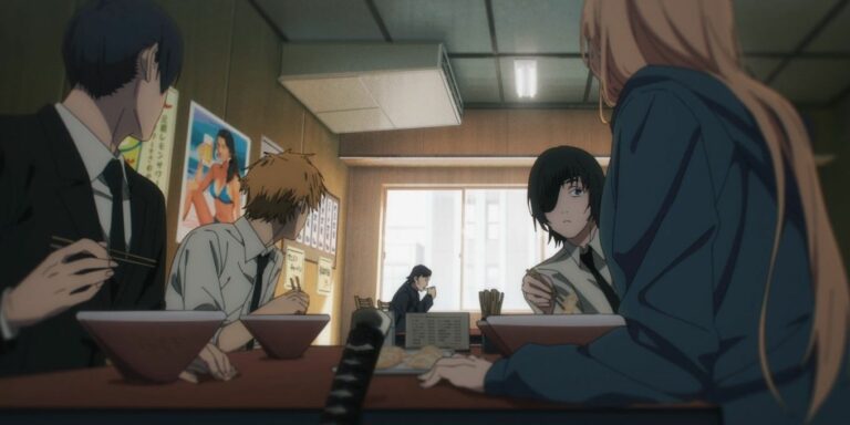 Samurai Sword confronts Special Division 4 at a ramen shop in Chainsaw Man