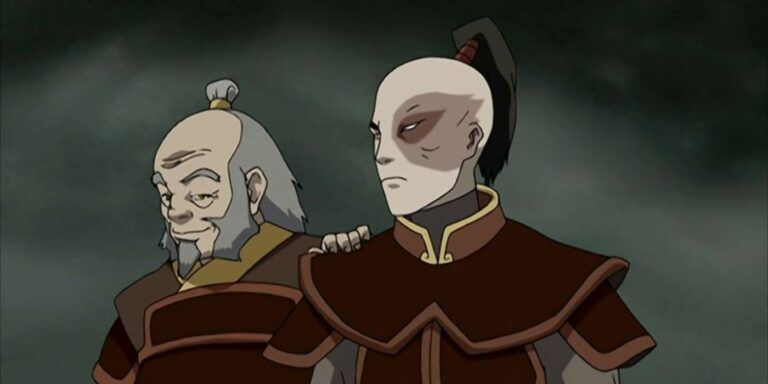 Iroh putting his hand on Zuko's shoulder in Avatar: The Last Airbender.