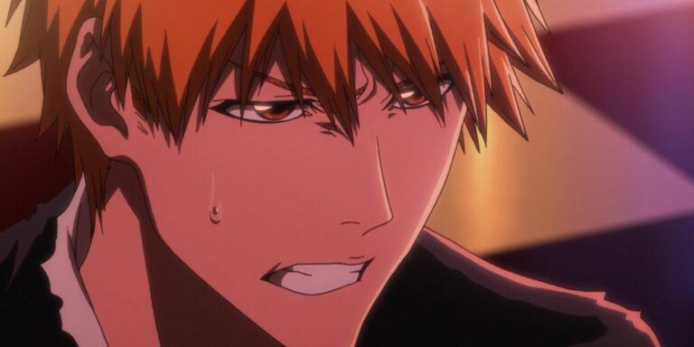 Ichigo is looking tense with teeth bared