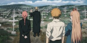 Power and Denji meet Kishibe in Chainsaw Man