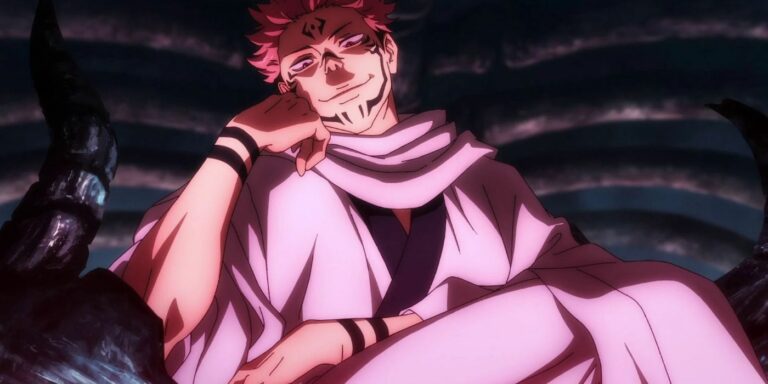 Sukuna on his throne in Jujutsu Kaisen.