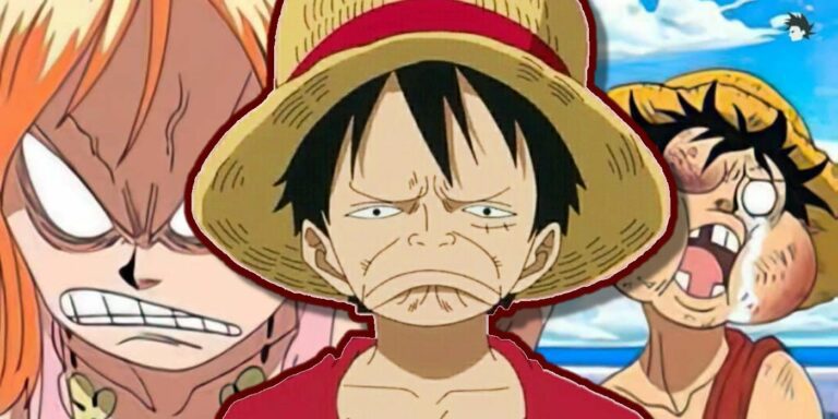 Luffy beat up in One Piece
