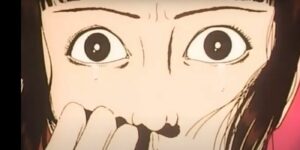 Midori from Shoujo Tsubaki stares in horror