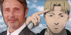 mads mikkelsen and his animated counterpart, kishibe