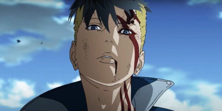 Kawaki stares down his opponent, Boruto