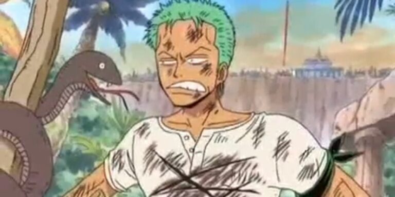Zoro gets lost outside Alubarna in One Piece.