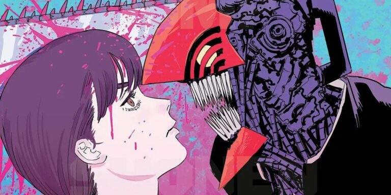 Asa Mitaka from the Chainsaw Man manga face-to-face with Denji.
