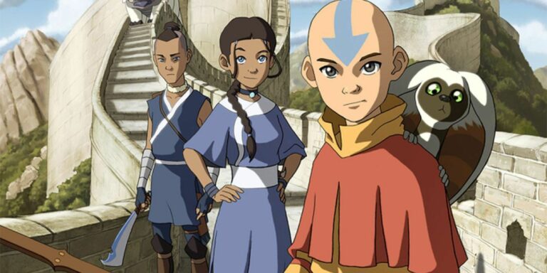 avatar the last airbender sokka katara aang and momo