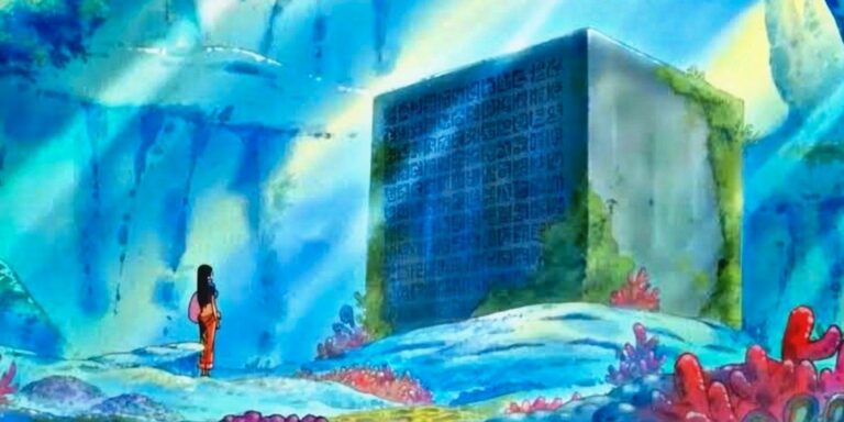 Robin Reading Fishman Island Poneglyph in One Piece
