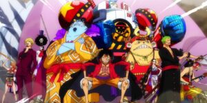 The full cast of One Piece posing together