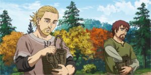 Thorfinn and Einar farming in Vinland Saga season 2
