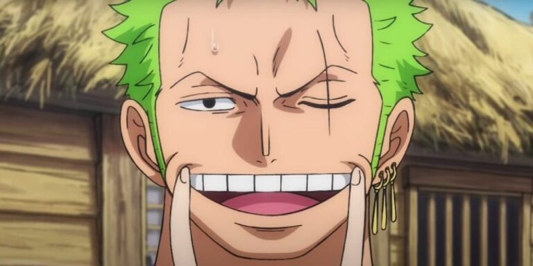 Roronoa Zoro makes himself smile