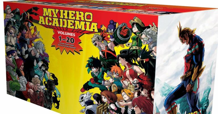 Conjunto de caixa de mangá de 20 volumes do Massive My Hero Academia com 56% de desconto