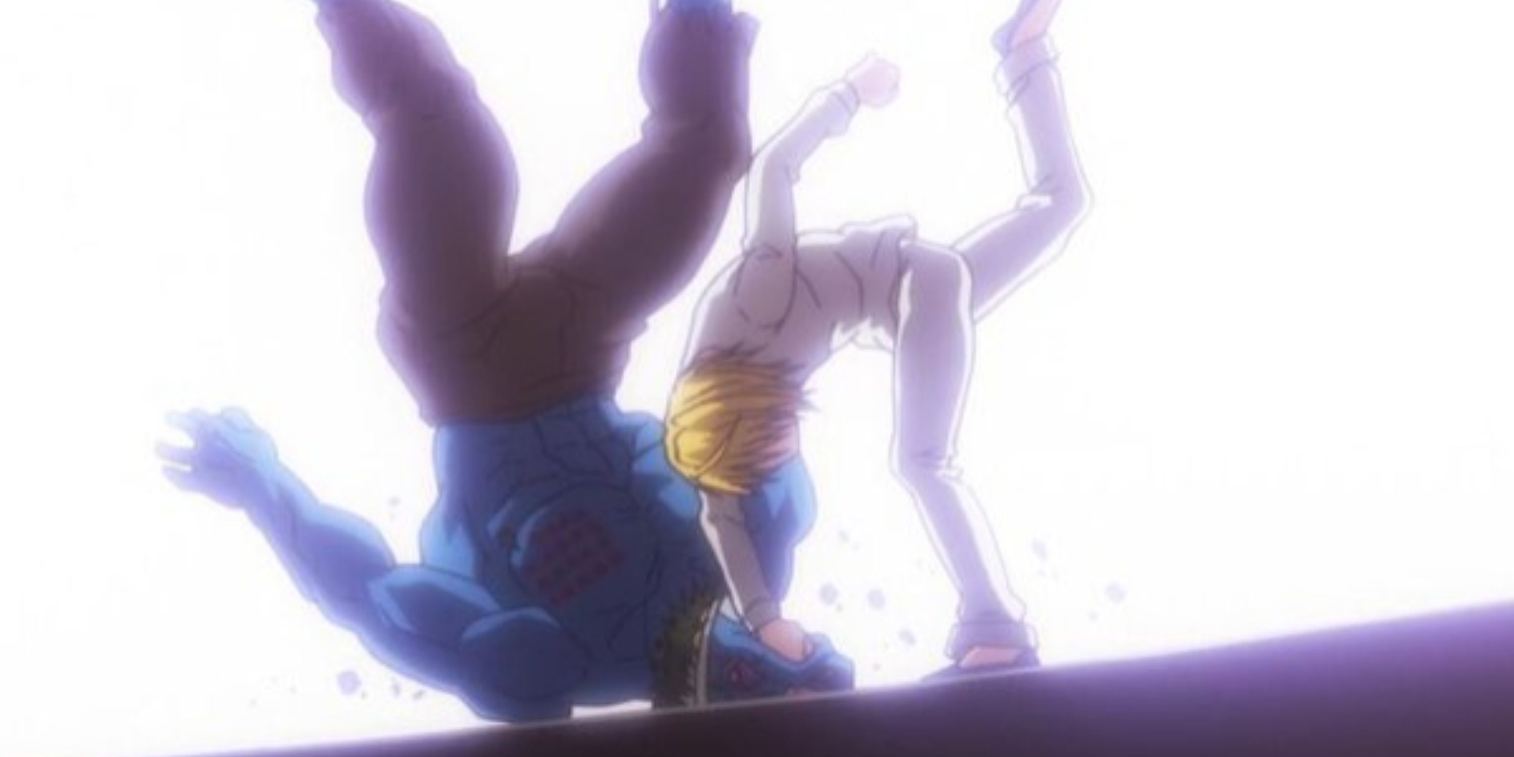 Kurapika socando Majitani durante o exame Hunter x Hunter