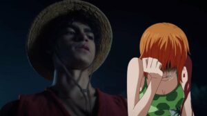 One Piece Crossover une chapéus de palha de ação ao vivo e anime para uma cena icônica